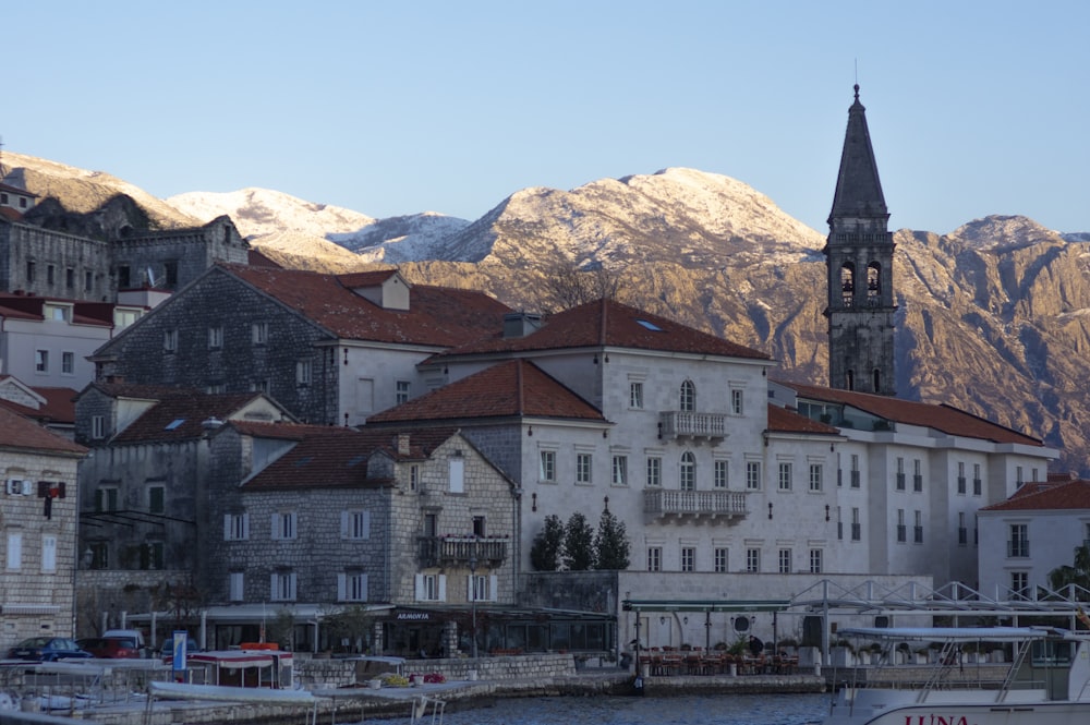 a city with mountains in the background