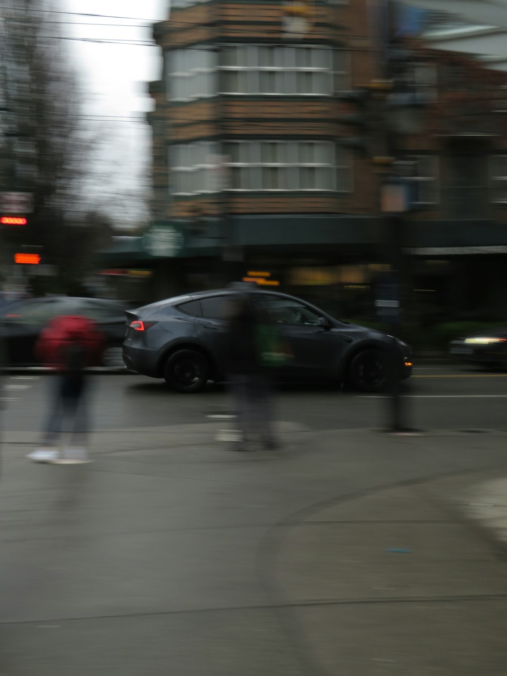 a blurry photo of a person riding a skateboard