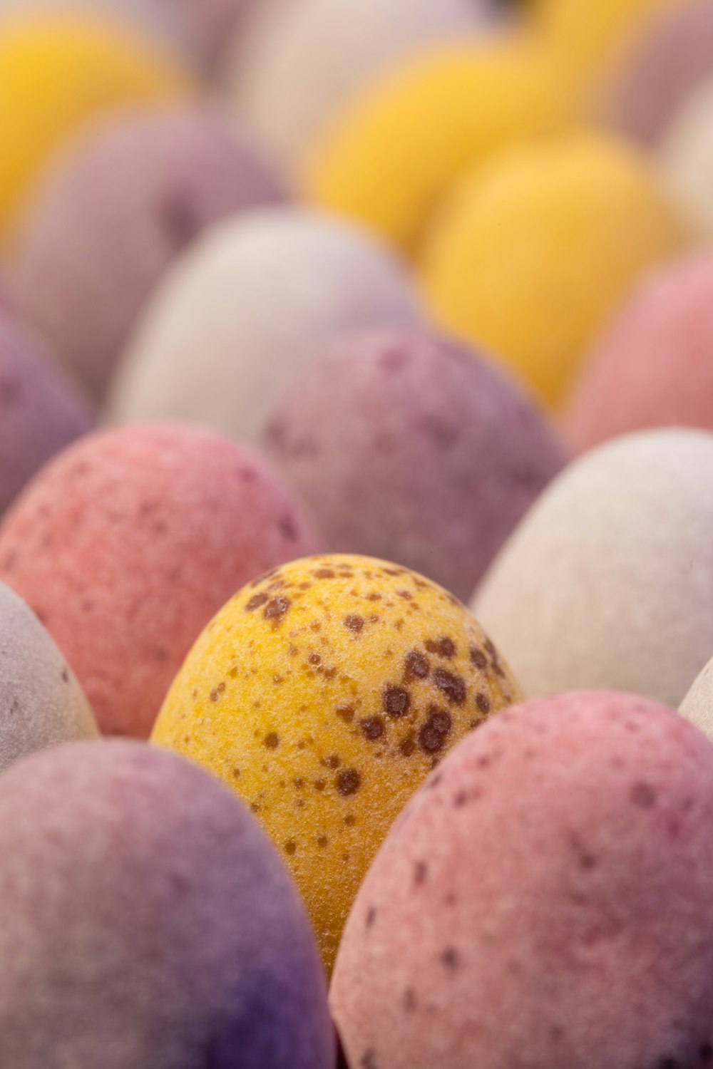 a close up of a bunch of different colored candies