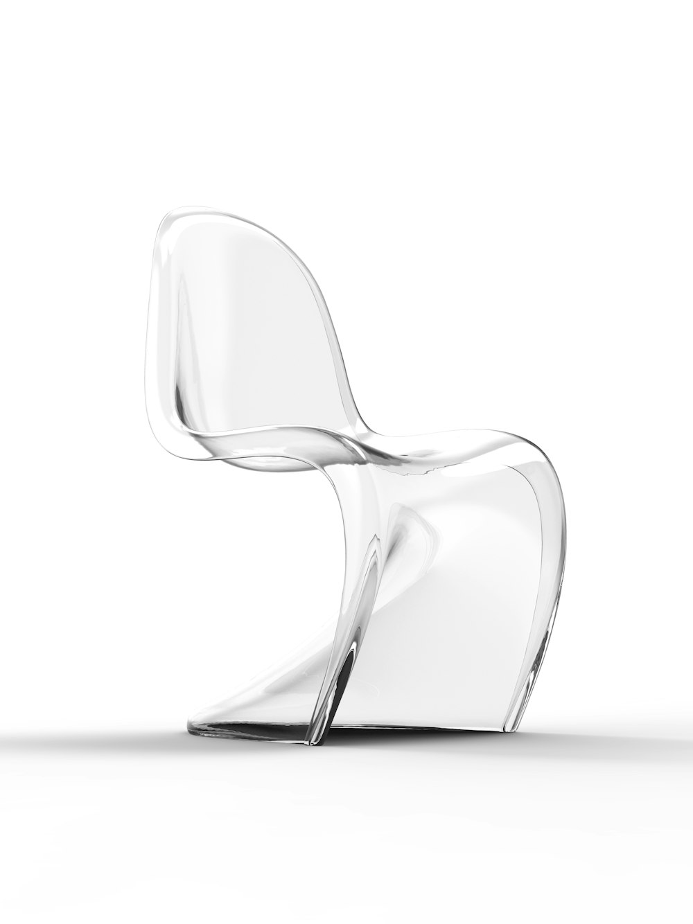 a white chair with a curved back and seat