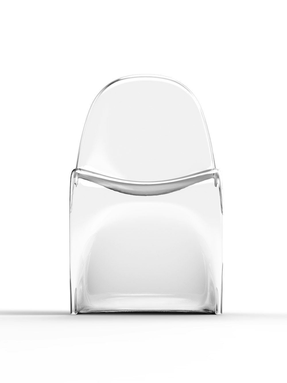 a white plastic chair sitting on top of a white floor