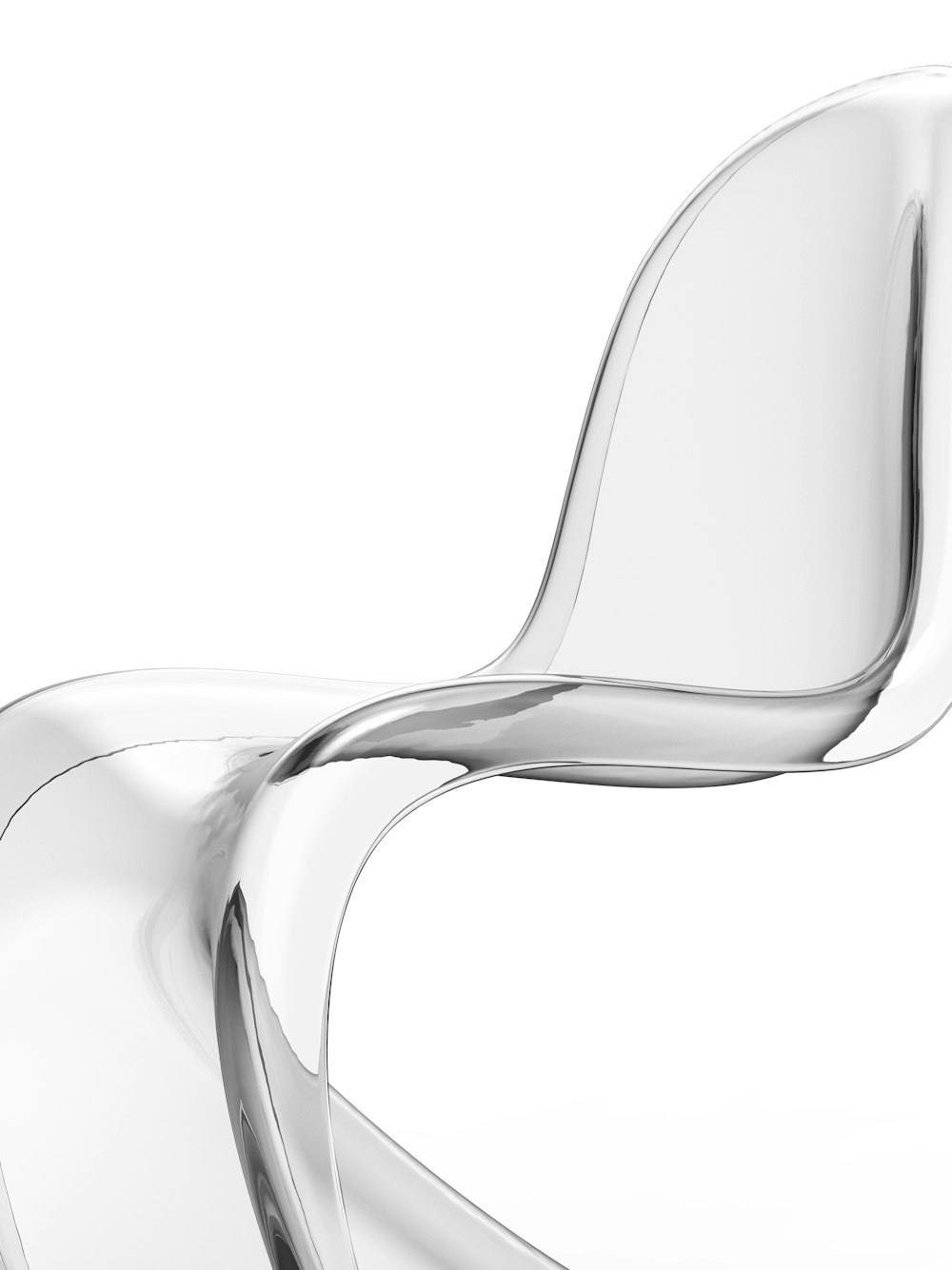 a white chair with a curved back and seat