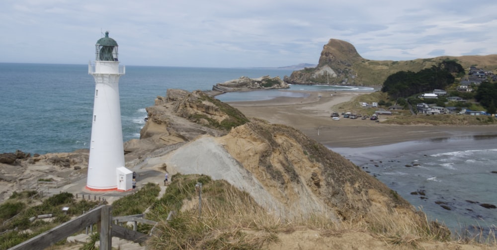 a lighthouse on a cliff overlooking the ocean