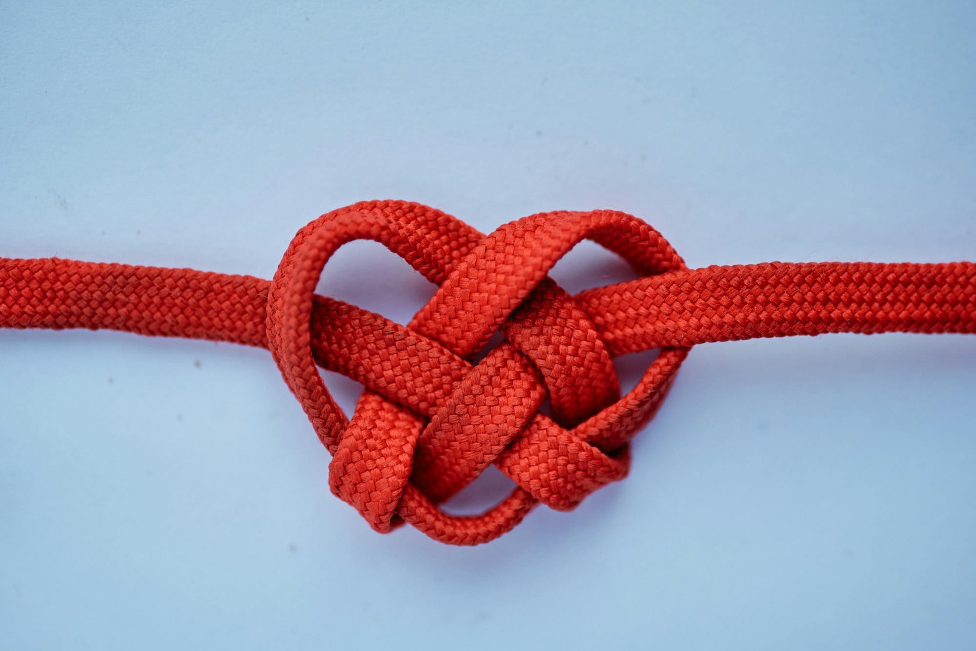 Shoelace knit into a heart shape in the depiction of love and marking of valentine.
