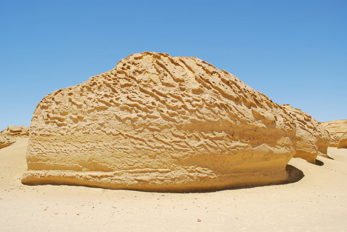 Wind-carved white chalk formation in the White Desert