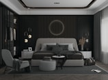 A stylish bedroom showcasing contemporary design elements.