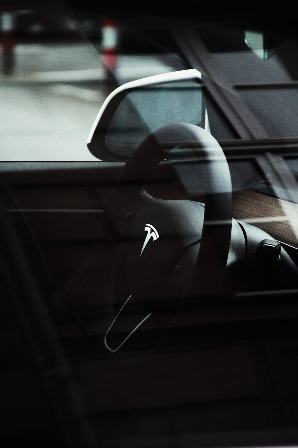 a view of a car's interior through a window