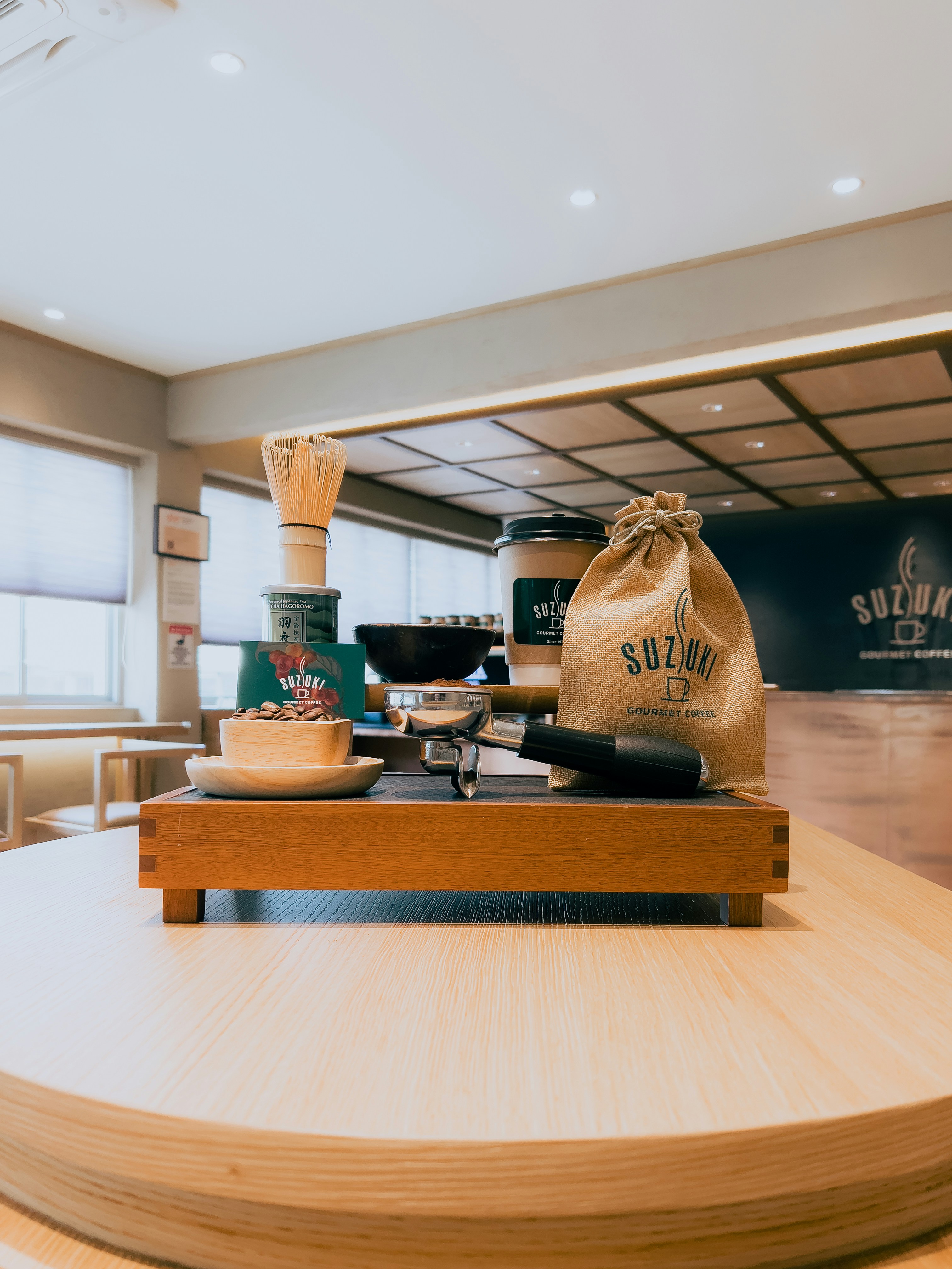a bag of coffee sitting on top of a counter