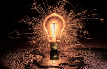 a light bulb that is on some water
