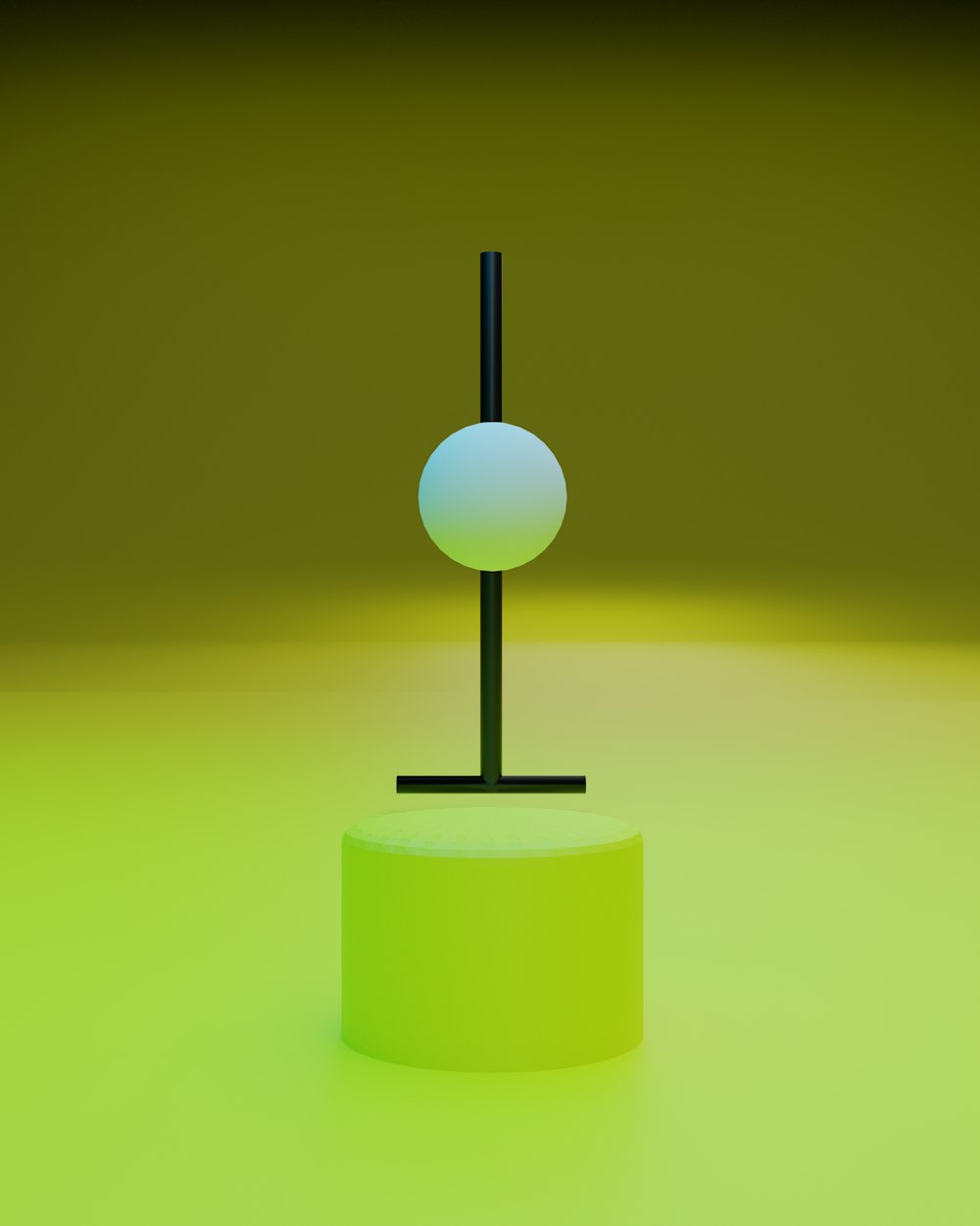 a small round object on a pedestal on a yellow background