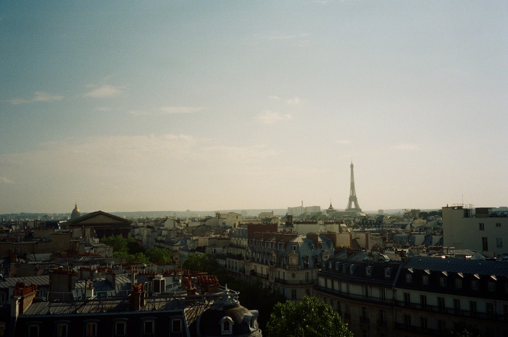 a view of the eiffel tower in the distance