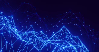 a blue background with lines and dots