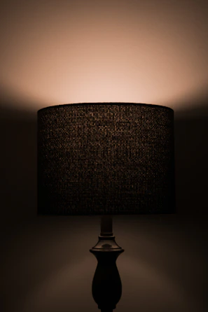 An elegant 3D-printed lamp casting soft shadows in a cozy corner of a modern living room