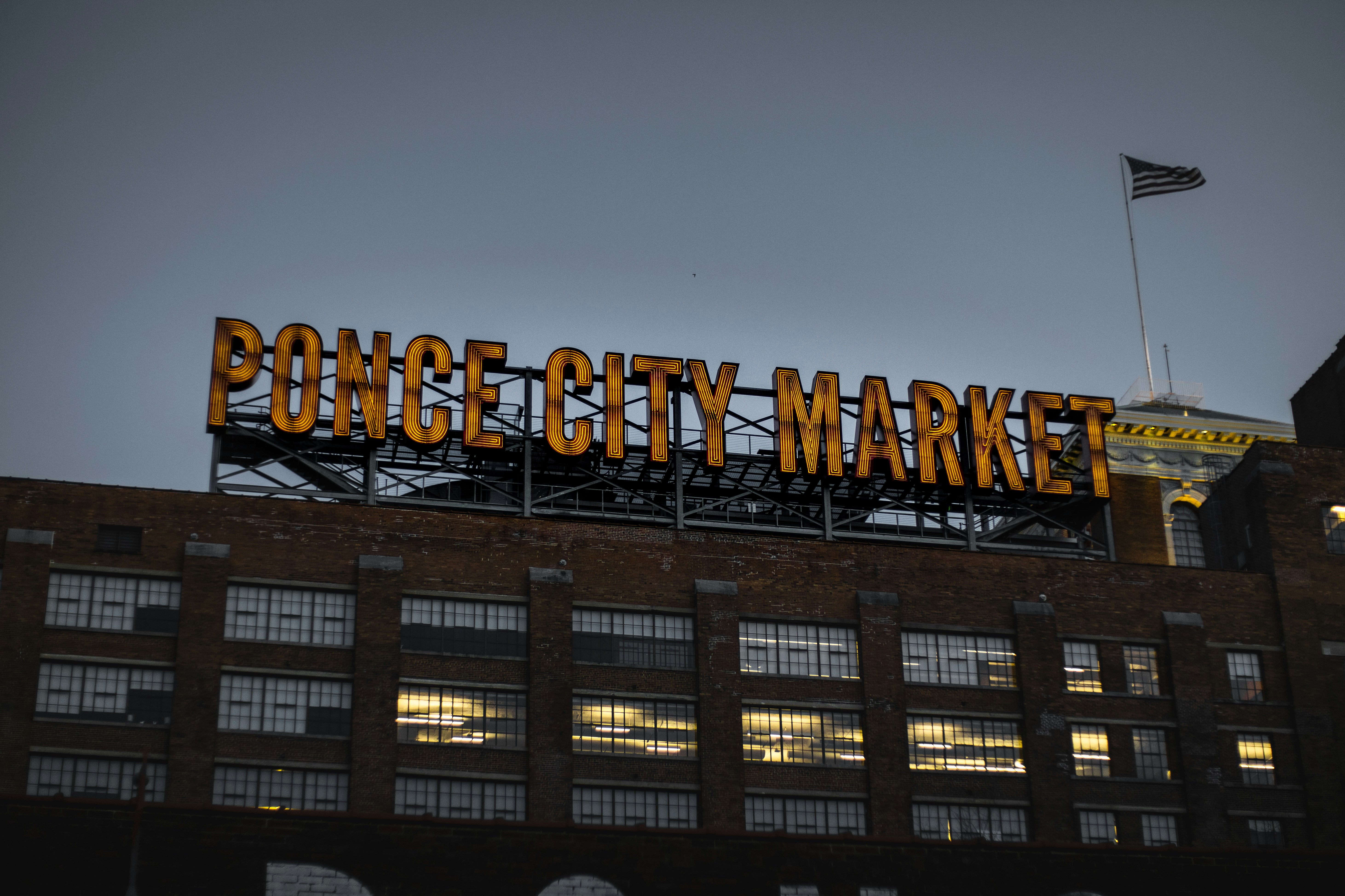 a large sign on top of a building