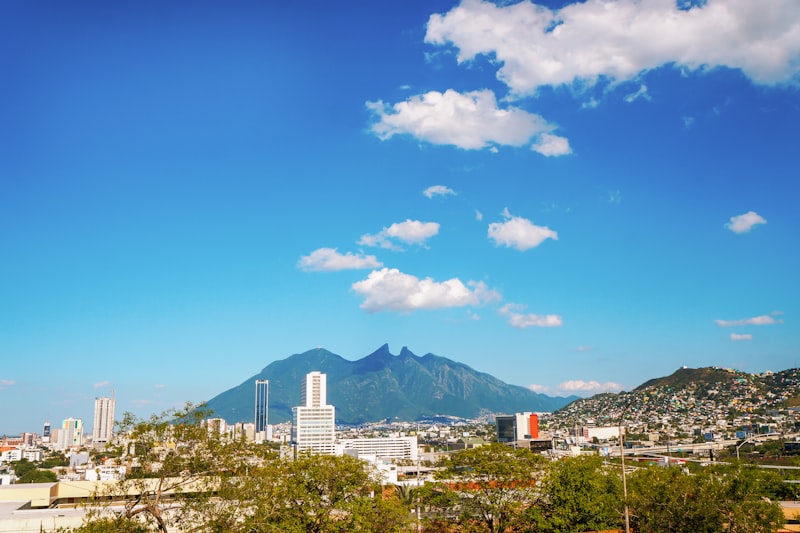Cerro de la Silla mountain and Monterrey skyline
