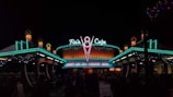 a large building with a lot of lights on top of it