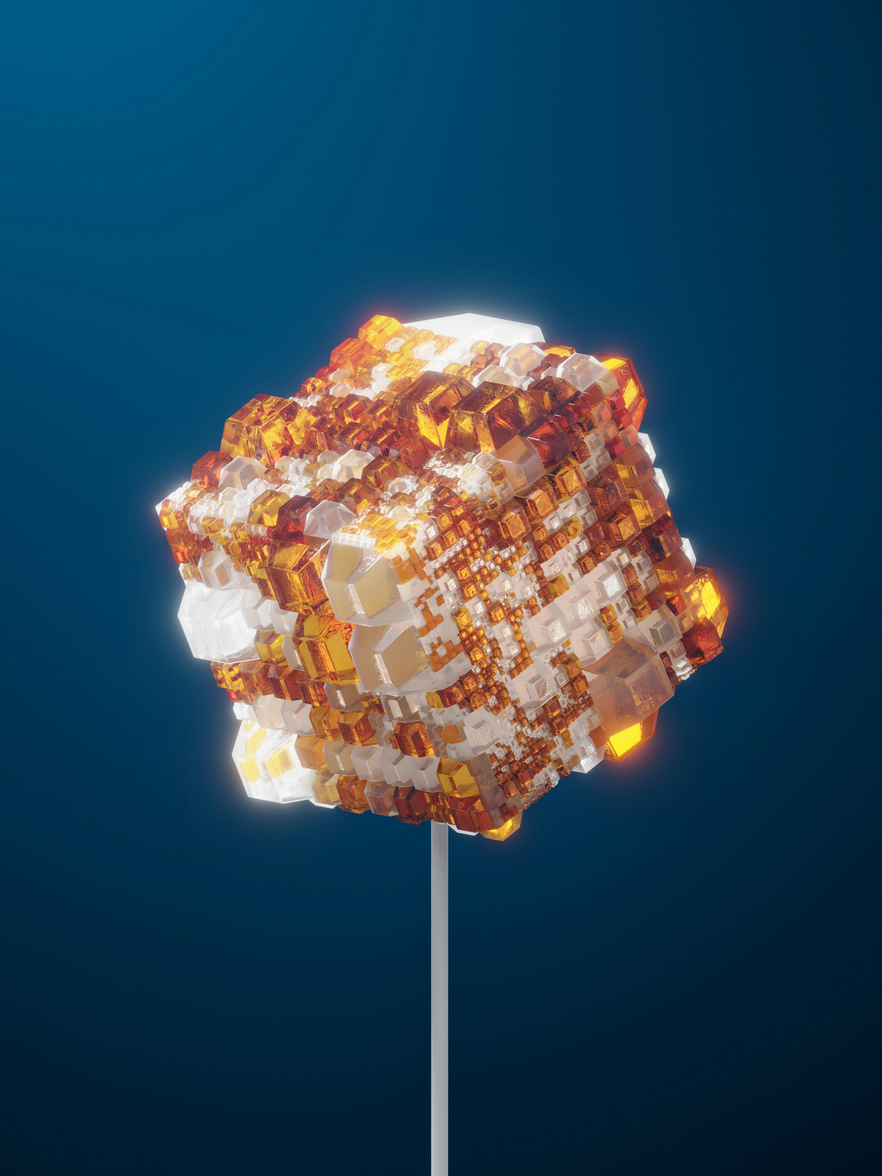 Un grande oggetto fatto di Lego su un bastone