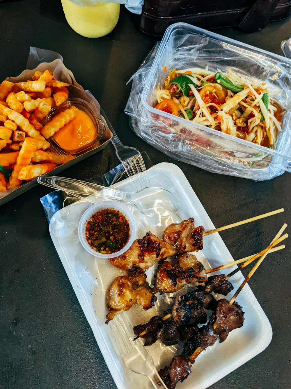 a table topped with different types of food