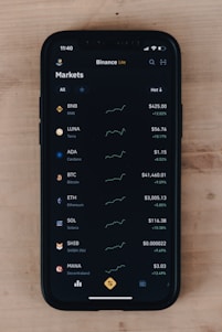 a cell phone displaying the market on the screen