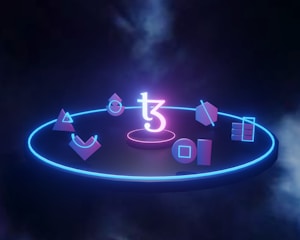 a blue neon clock with the number three on it