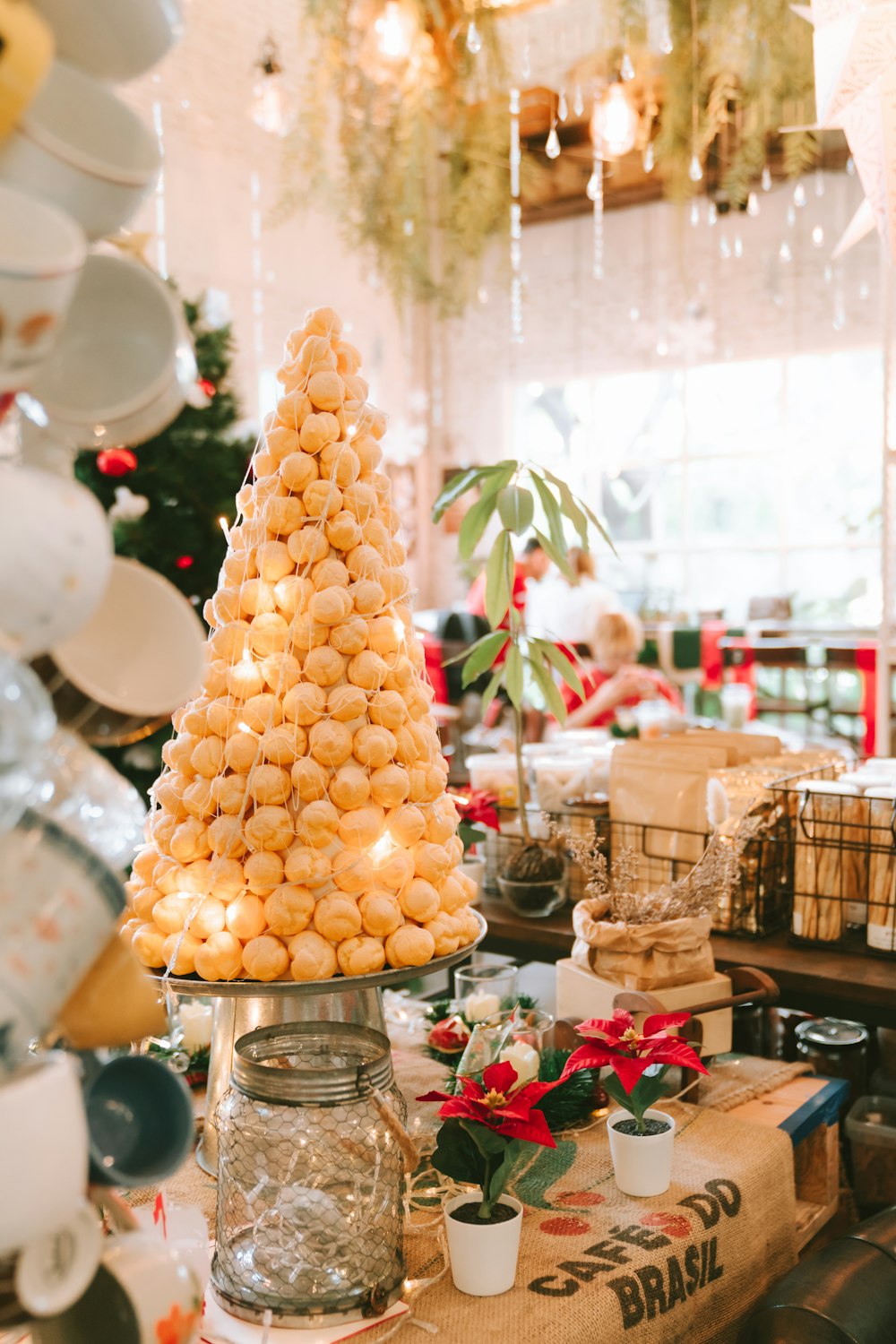 a christmas tree made out of cookies on a table