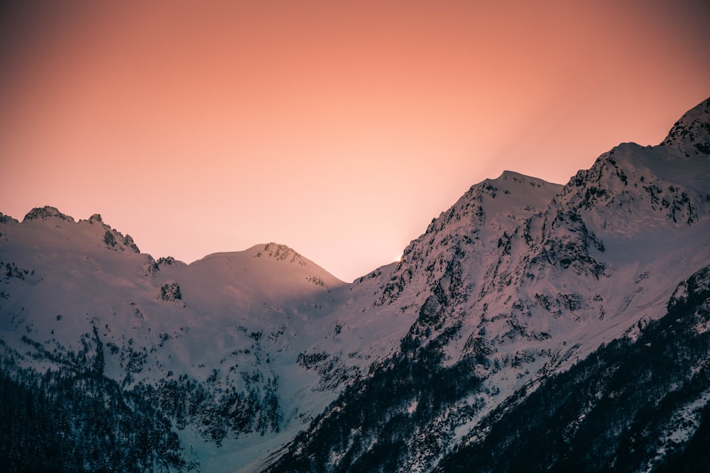 a view of the top of a snowy mountain