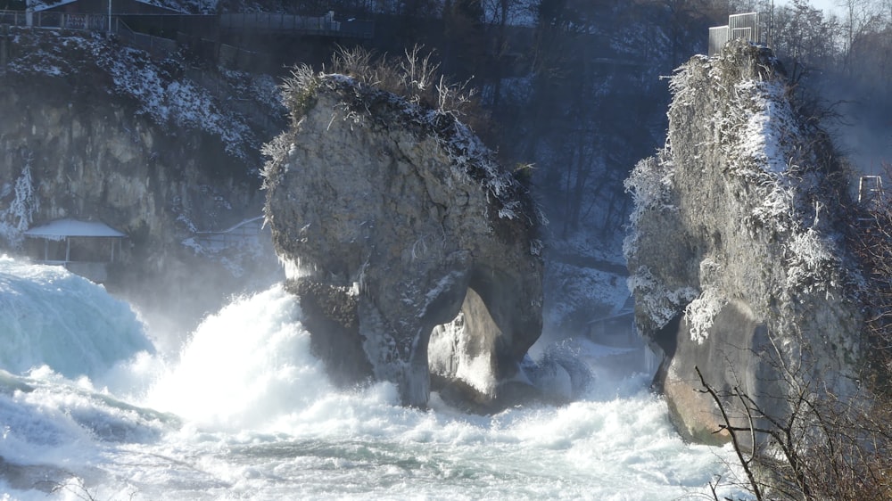 a river with a bunch of water coming out of it