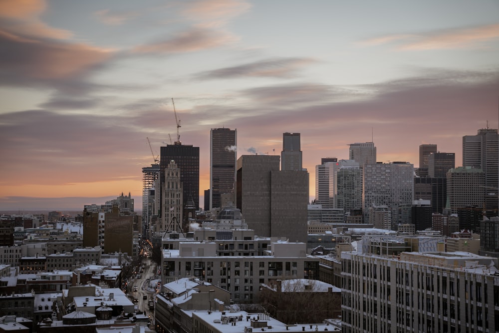 a view of a city with tall buildings