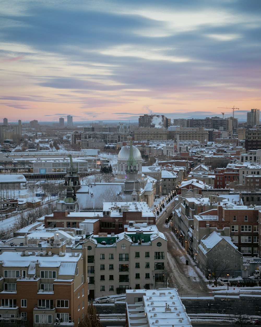 a view of a city from a tall building