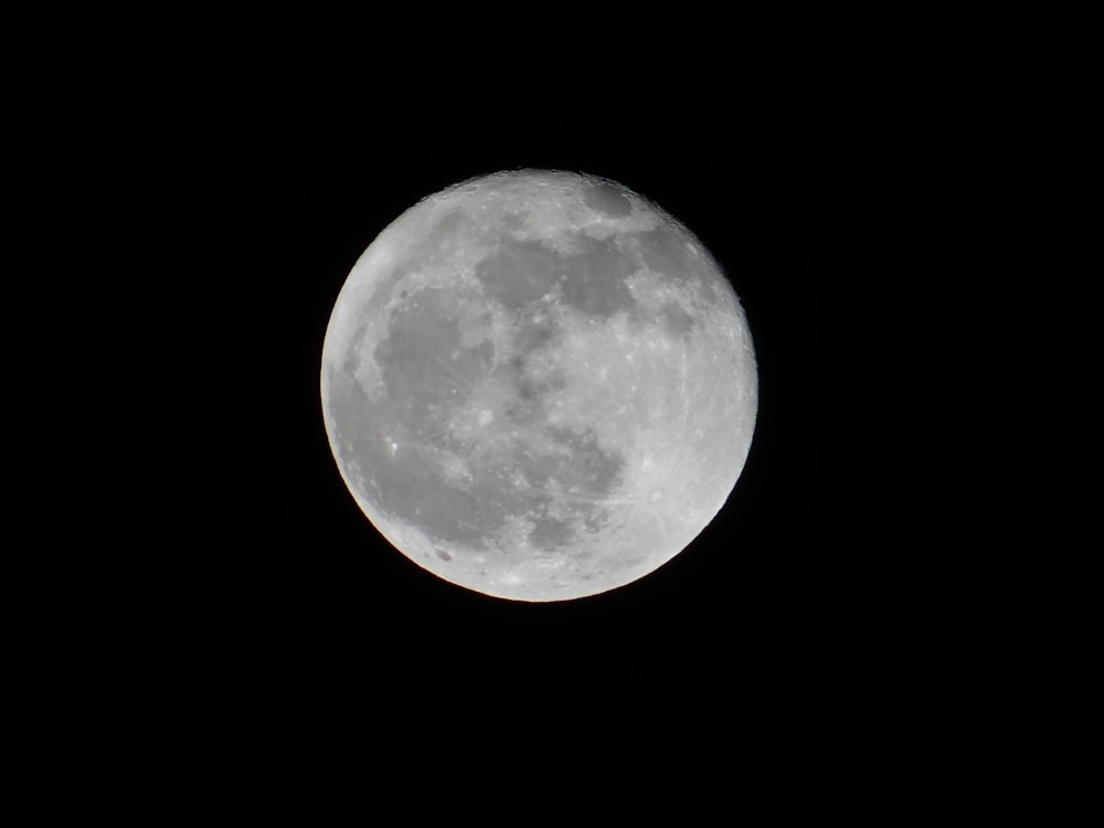 a full moon is seen in the dark sky