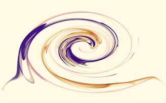 a swirl of blue and yellow on a white background