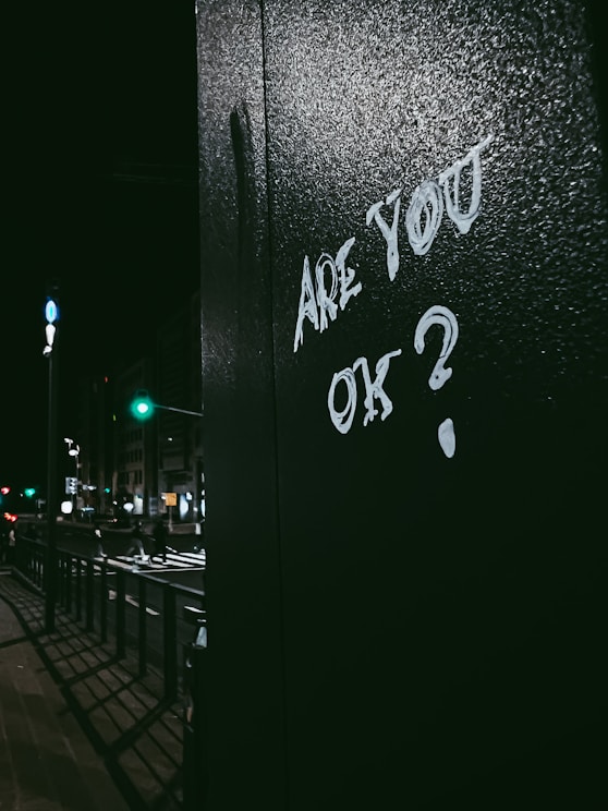 graffiti on the side of a building that says are you ok?