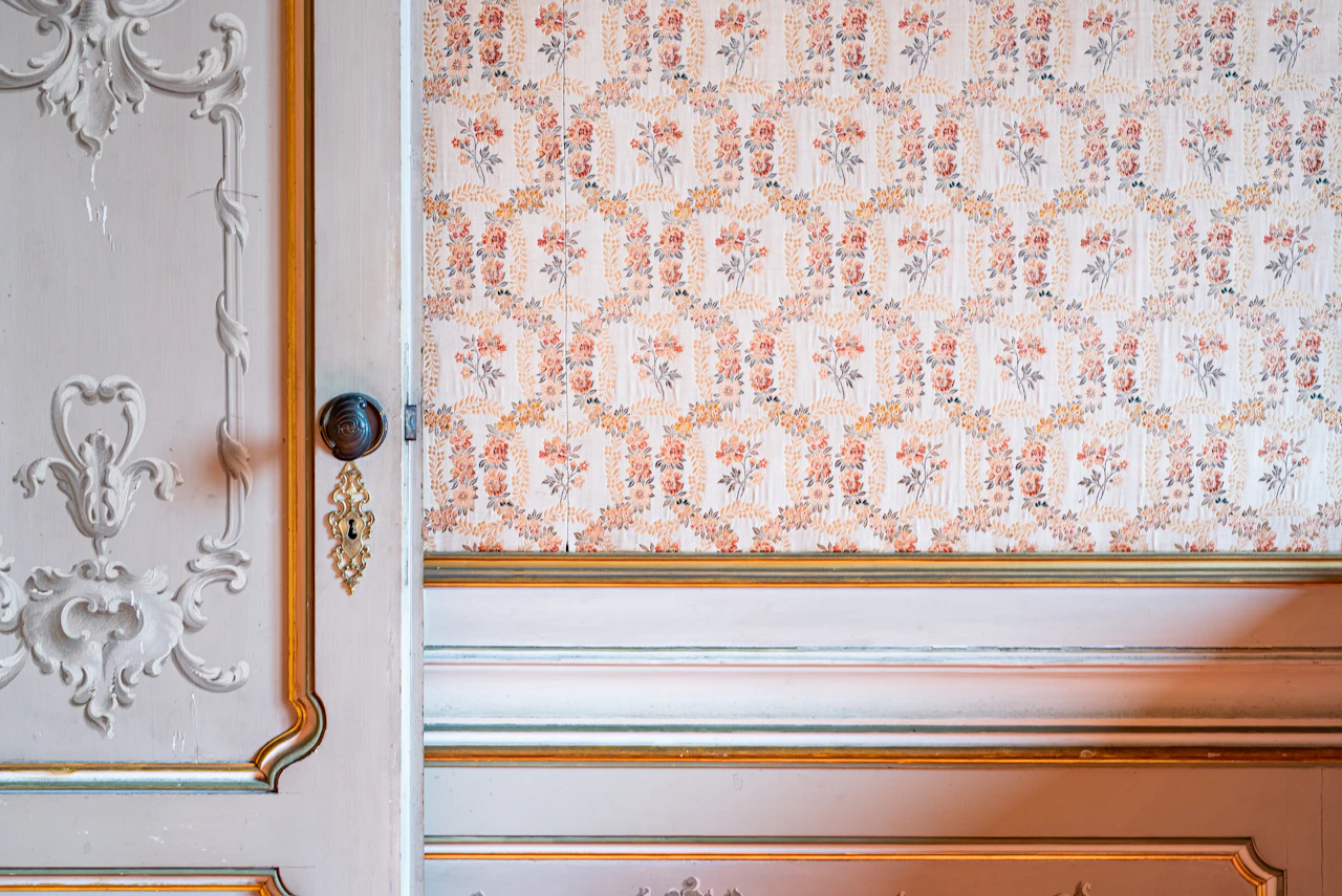 Historic wall covering under restoration