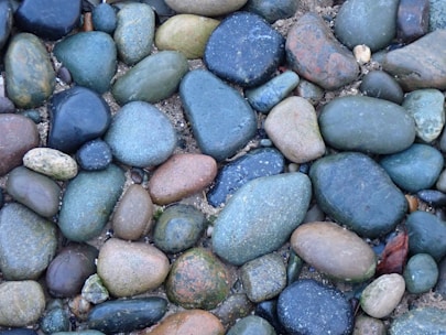 a bunch of rocks that are laying on the ground