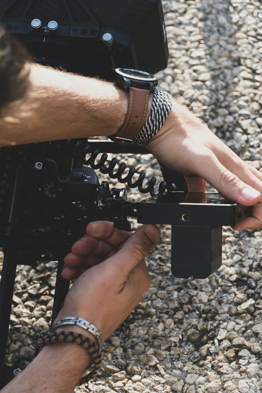 a man is holding a gun in his hand