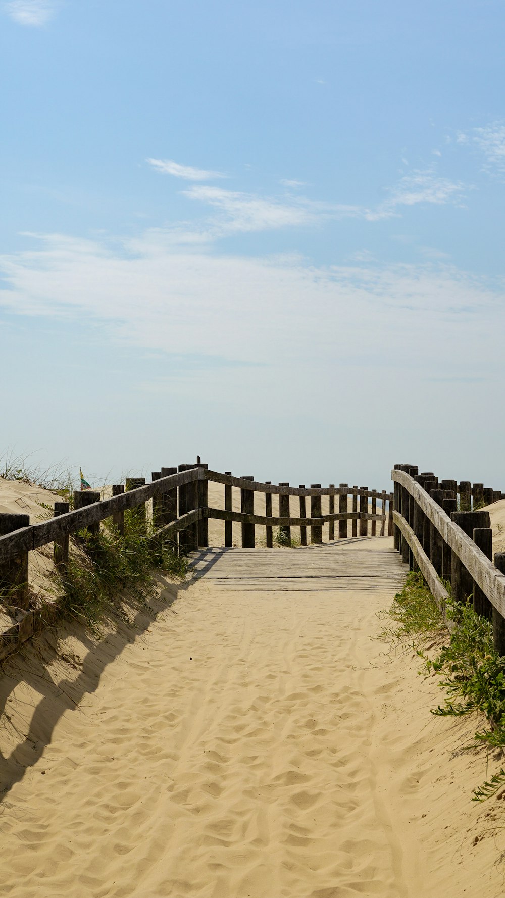 砂浜に通じる木製の遊歩道