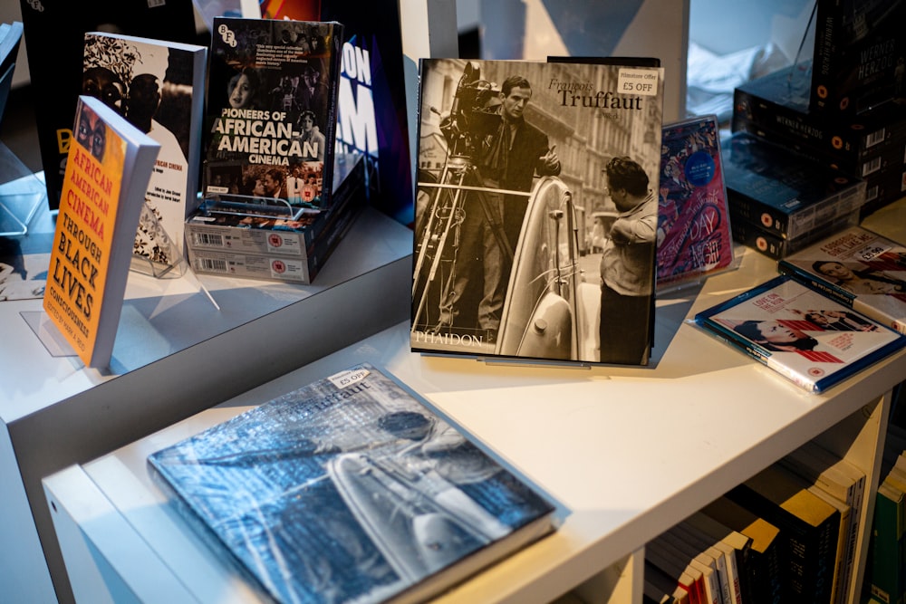 a bunch of books that are on a table