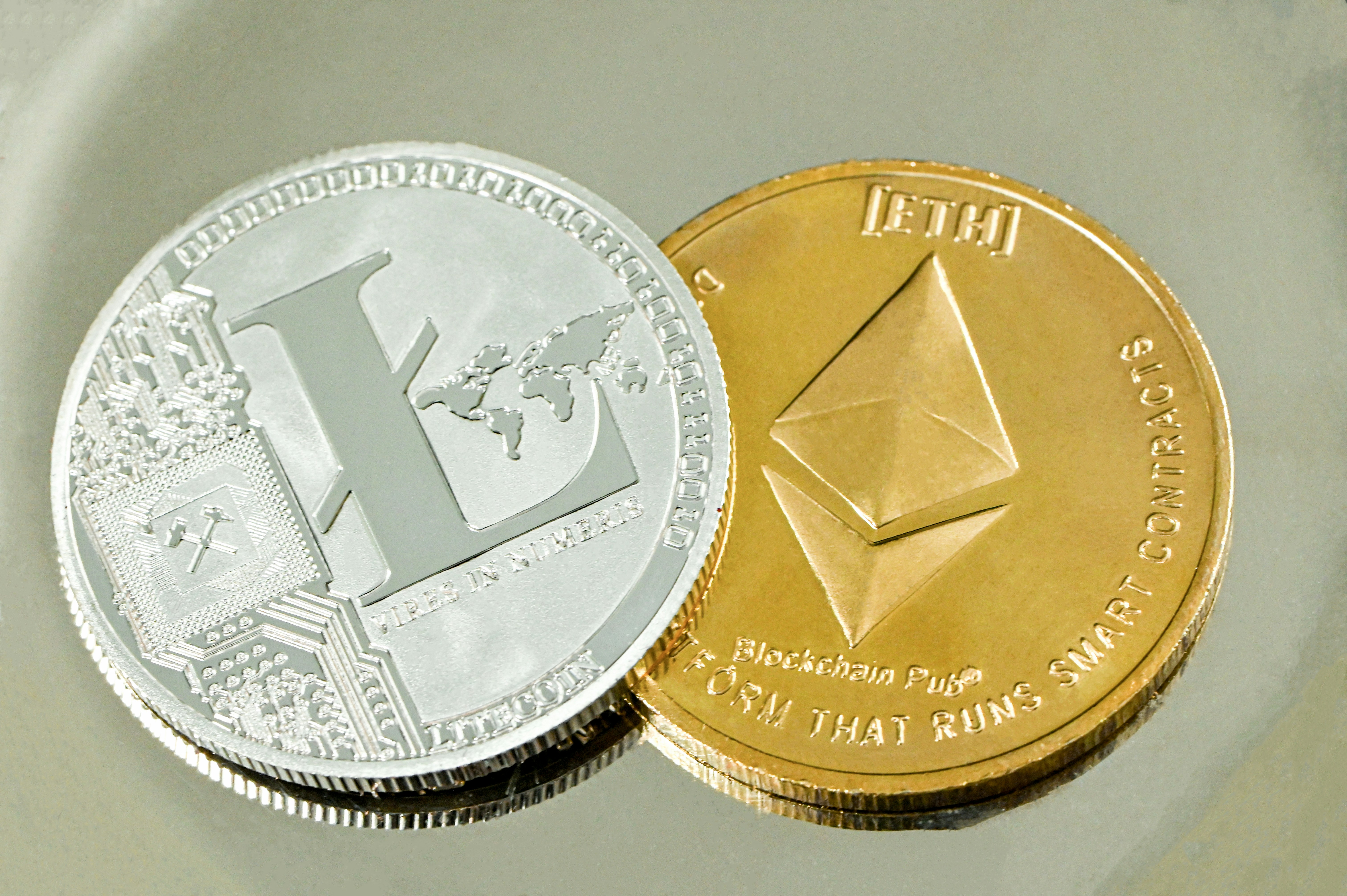 Litecoin and Ethereum next to each other
