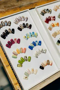 a couple of pictures of different colored nails