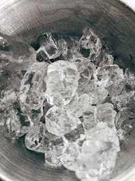 Purified ice cubes in a clear bowl.