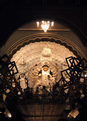 A unique artistic murti blending modern design with spiritual symbolism.