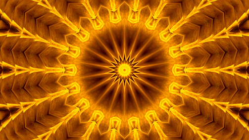 Elegant golden mandala softly glowing against a cream background.