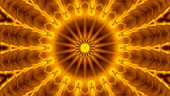 An intricate geometric mandala glowing softly against a dark background, symbolizing ancient mystical knowledge.