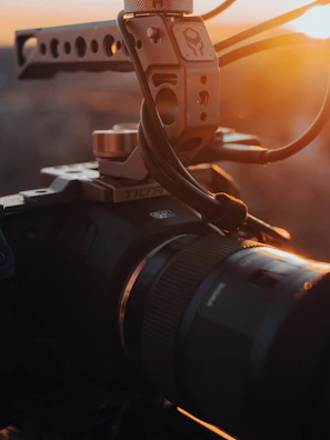 a close up of a camera on a tripod