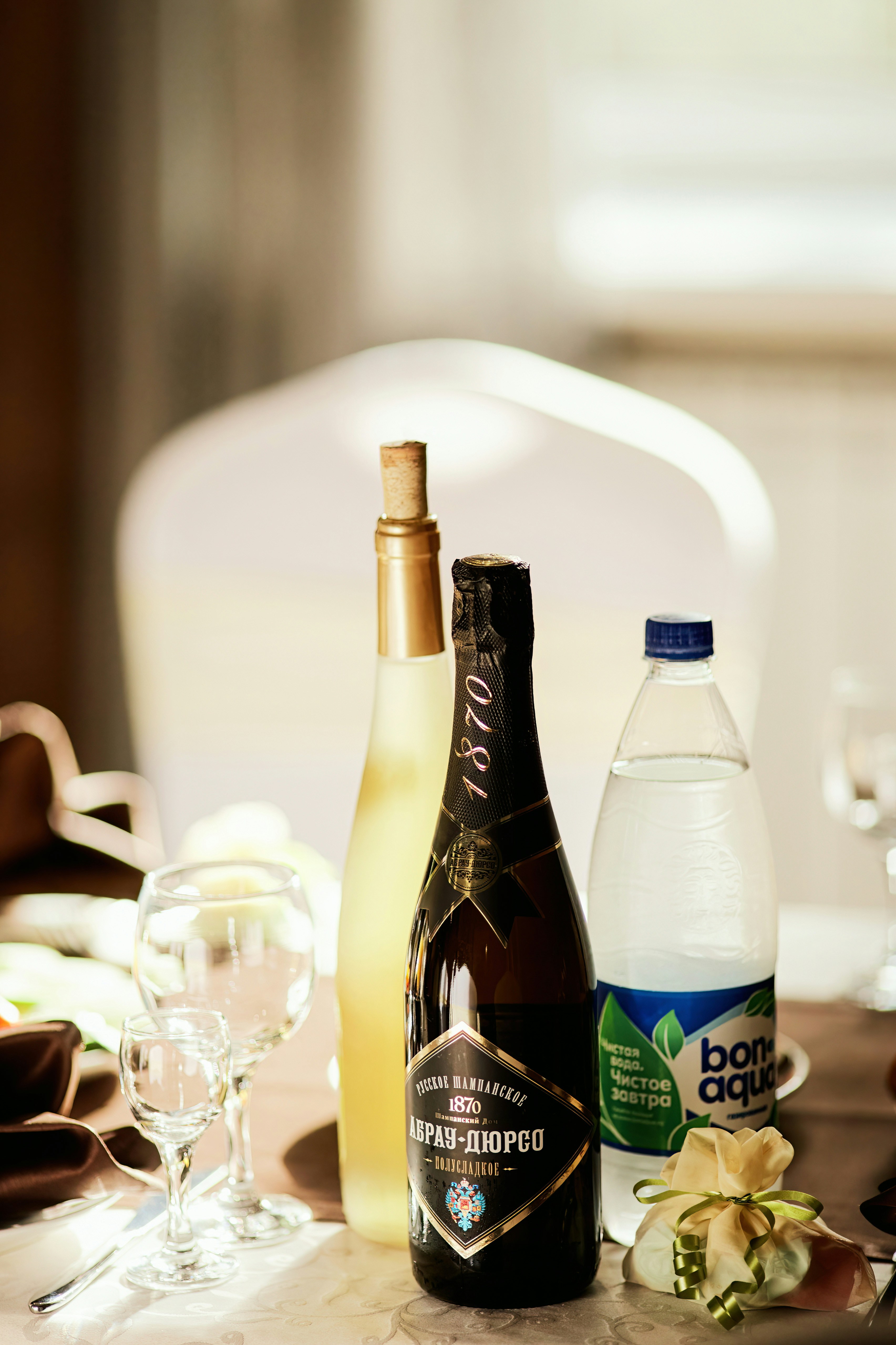 a bottle of wine on a table