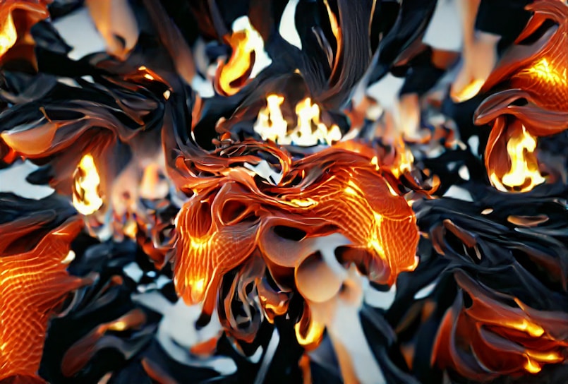 a close up of a fire with flames coming out of it