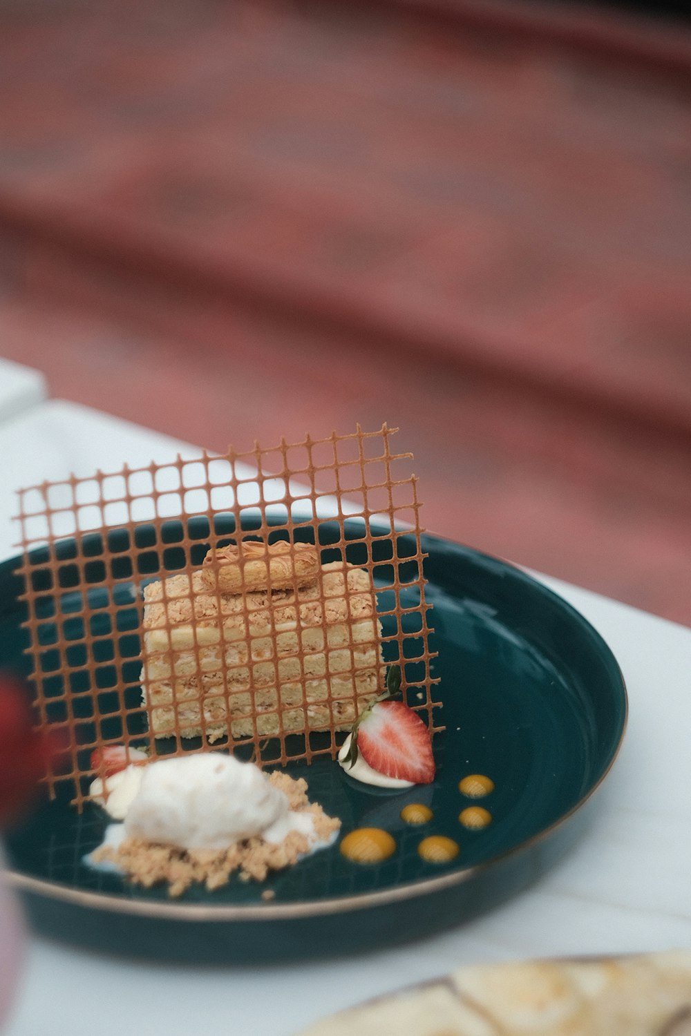 a plate with some food on it on a table