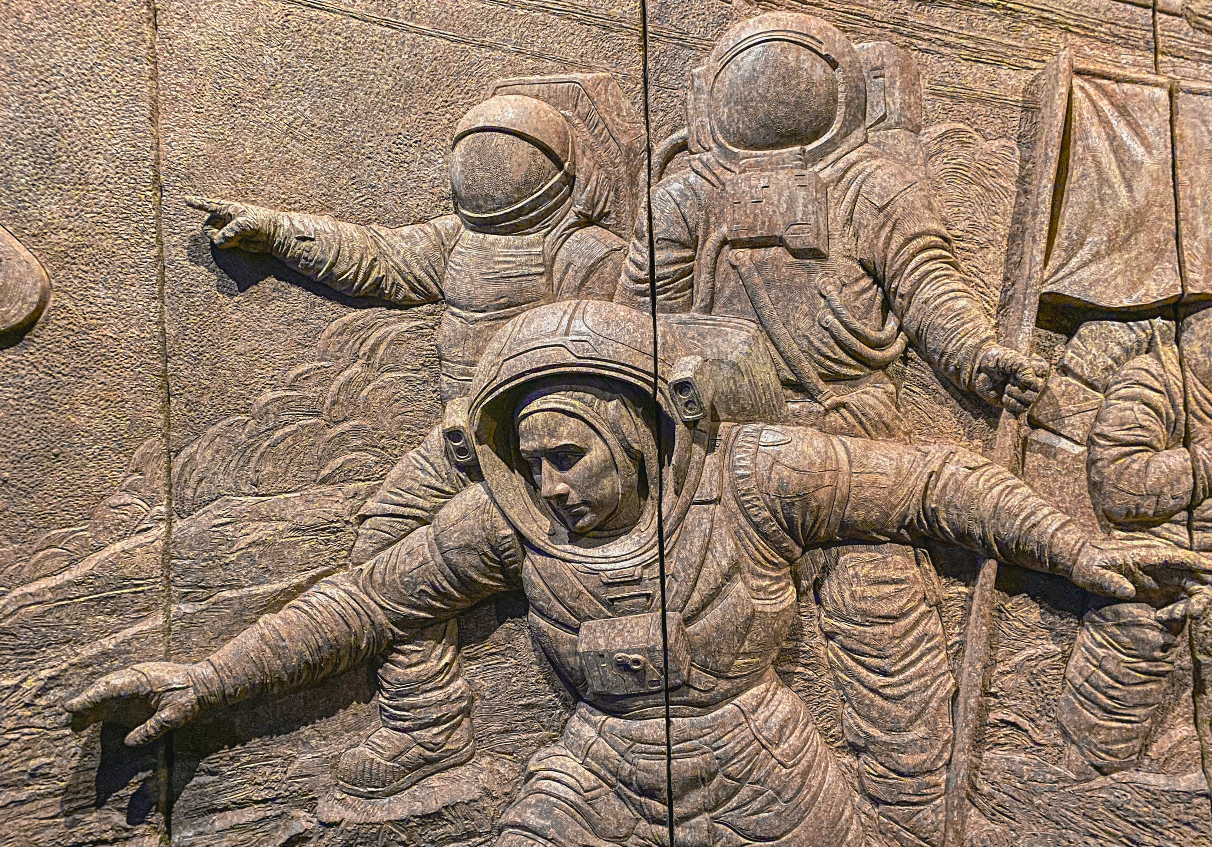 a close up of a carving on a wall