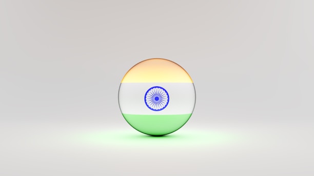 A vibrant illustration of an Indian citizen interacting with a glowing AI dashboard featuring saffron, white, and green accents.