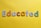 Various letters spelling out the word 'Educated' on a yellow background. Each letter is uniquely designed with different patterns and colors.